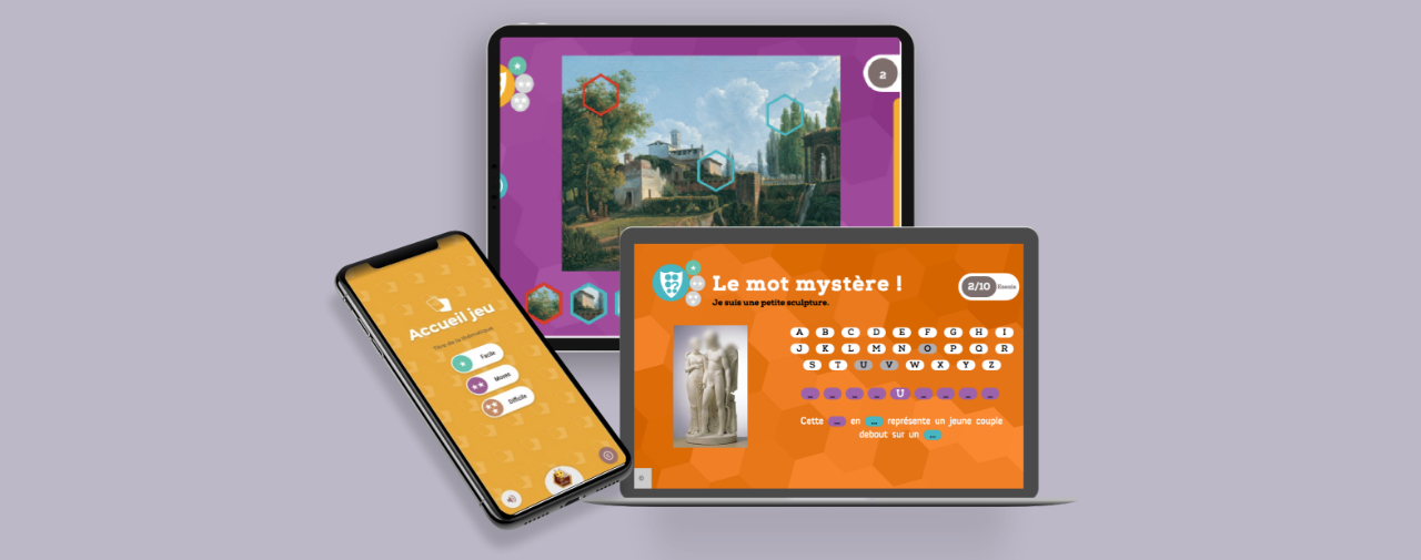 Captures d'écran de jeux et modules interactifs pour les musées sur différents écrans, CustomGame, Mediatools