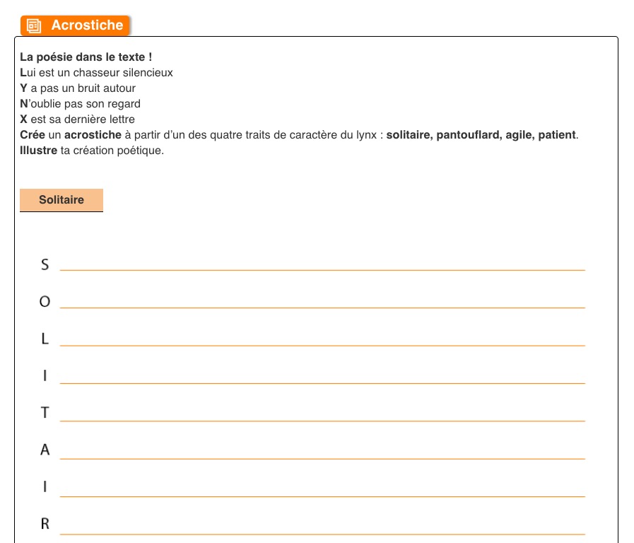 Exercice de français sur le site école.salamandre.net