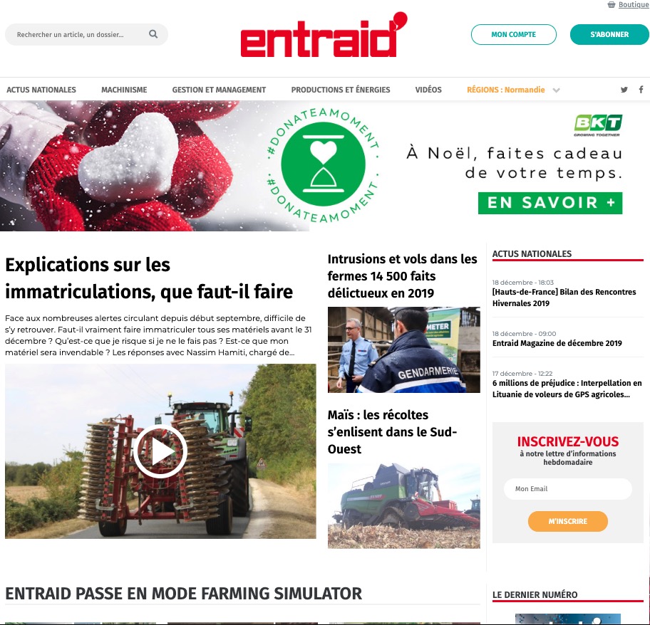 Home page du site entraid.com