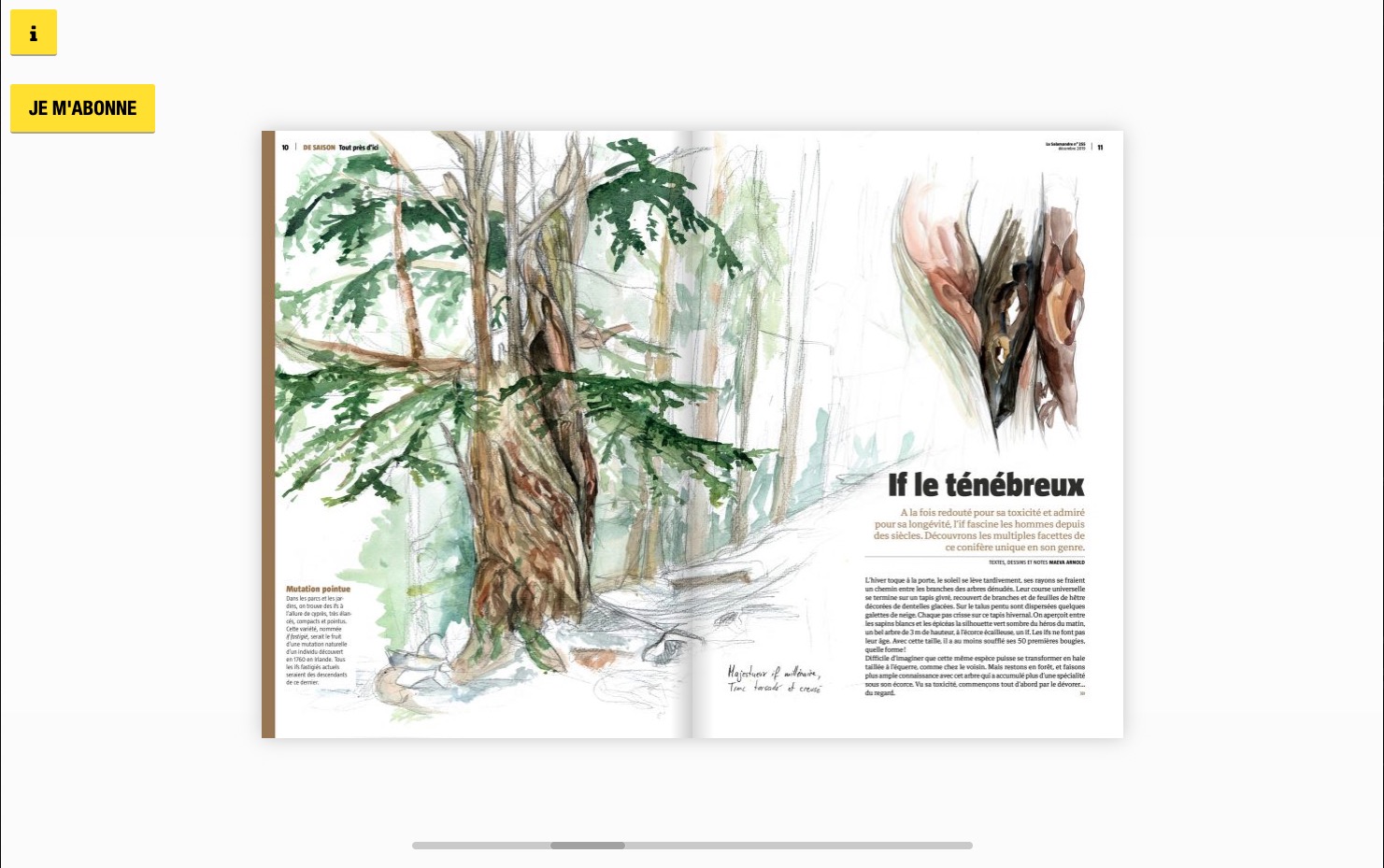 La Salamandre, vue de liseuse magazine HTML5 multi écrans